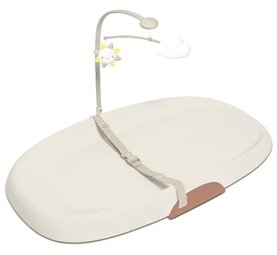 Skip Hop Baby Changing Pad Nursery Style Wipe-Clean Contoured with Cushioned Foam, Non-Skid Base, Built-in Safety Belt & Tuck-Away Toy Bar Fits Standard Changing Tables, Oat