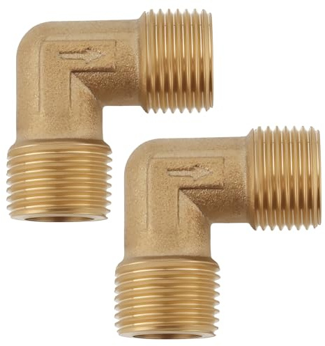 Create idea 2Pcs 16.5mm Male Thread 90 Degree Elbow Brass Connector Suitable for Oil-Free Air Compressor