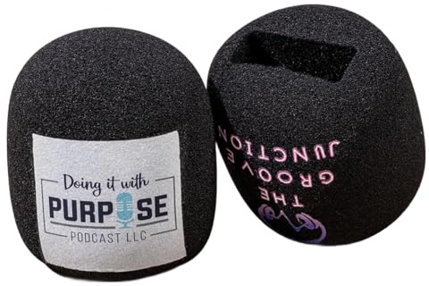 Set of 2 Custom Logo Microphone Foam Windscreen Cover - Rectangular Slot Double Sided Personalised Photo Mic Cover Protector - Custom Podcast Mic Pop Filter - Universal Windshield for Most Microphones