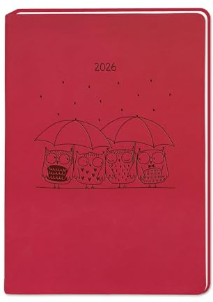 Terminplaner Lederlook - rot A6 - Taschenkalender 2026 - Grafik Werkstatt - Buchkalender mit Lesebändchen und feiner Prägung auf der Titelseite - 1 Woche auf 2 Seiten - 11 cm x 15,5 cm