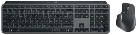Logitech MX Keys kabellose Tastatur und Maus, Low Profile, Backlighting, Bluetooth, Rechargeable, für Windows PC/Linux/Chrome/Mac- Graphit, Deutsches QWERTZ-Layout [Bulkware - Ohne Verpackung]