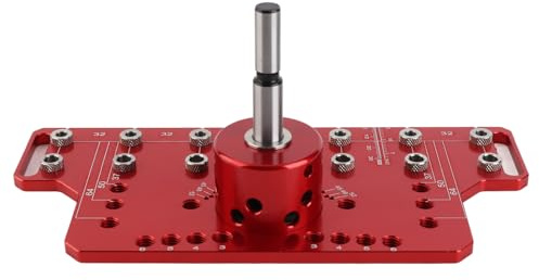 Aumotop Regalstift-Scharnierlehre Effiziente 2-in-1-Bohrführung aus Ganzmetall für Schrankbeschläge – Inklusive 7 Bits für Regalstiftlöcher und Scharnierbohrungen die Gemeinsame Installation von