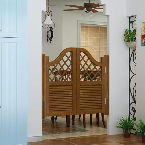 WaiDXn GYJ Portes battantes en bois massif, fermeture automatique, porte pliante à persiennes, porte demi-taille pour décoration d'escaliers de bar, HY(135 x 90 cm)