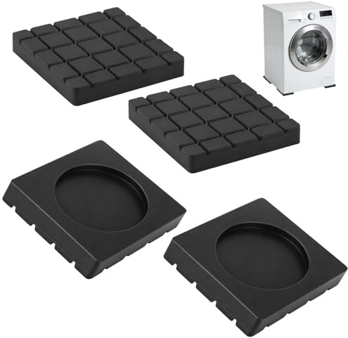 4 PCS Anti Vibration Pads for Washing Machine Shock Absorbers Non Slip | Washing Machine Feet Rubber Anti Vibration Mat for Dryer Dishwasher Stabilisers Noise Cancelling Fixed Anti-deviation Black