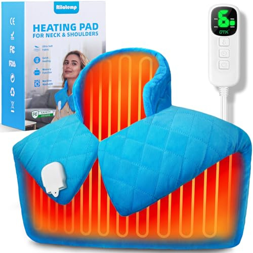 UTK Neck and Shoulder Heat Pad, Up to 70°C, Deeper Pain Relief, 1.26lb Shoulder Heat Pad with 6 Heating Levels, Auto-Off Timer, Electric Heated Neck Wrap for Muscle Tension, Mothers Day Gifts for Mum