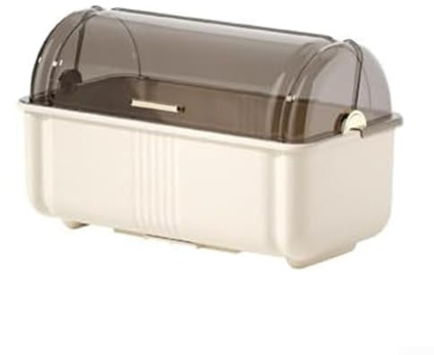 MKTOLHUS Escurridor de platos, con tapa y escurridor extraíble, organizador de platos de plástico de gran capacidad para platos, tazas, cuencos, almacenamiento de cocina que ahorra espacio con