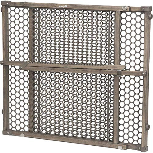 Safety 1st Adjustable Baby Gate for Doorways, Pressure Mount Fastening Gates for Pets, Toddlers, Babies, Children, Vintage Wood, Grey
