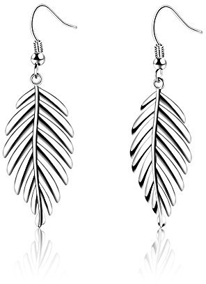 Belons Elegant 925 Sterling Silber Damen Mädchen Blätter Ohrhänger Ohrstecker Ohrringe Ohrschmuck