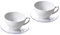 Omada Design 2 tazas grandes de 35 cl y dos platillos de colores, respectivamente en porcelana y acrílico transparente, perfectos para el desayuno, Diamond Line