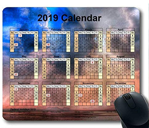 2019 Kalender mit wichtigen Feiertagspads, Mauspad, Sternenhimmelkunst Gaming-Mauspad