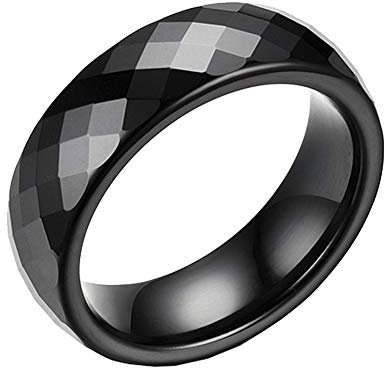 PAURO Damen Herren Schmuck Hoch Poliert Klassisch Design Engagement Hochzeitsband Ringe Keramik 6MM Schwarz Größe 57 (18.1)