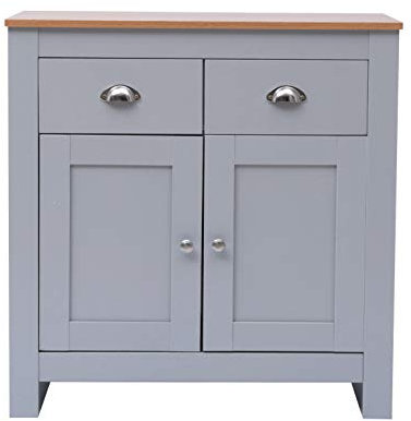 Kingwudo® White/Grey Living Room 2 Drawers 2 Doors Cupboard with Storage Free Standing Cabinet,79x35x81cm (grey)