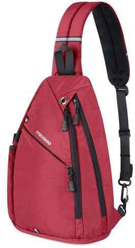TITECOUGO Sling Backpack Travel Shoulder Bag One Strap Crossbody Bags Lightweight Chest Daypack Camp Day Packs for Women and Men Hiking Accessories Large Red