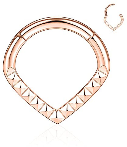 16G Tragus Ring Teardrop Lila Opal Daith Schmuck Septum Clicker Ring Helix Clicker Nasenringe Roségold 316L Chirurgischer Stahl Klappsegment 10mm Knorpel Ohrringe Turm Muschel Piercing Schmuck