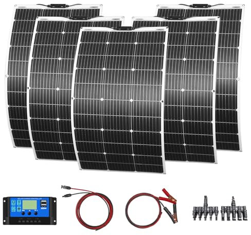 500W Flexible Panneau Solaire charge cellules Solaires Monocristallines avec contrôleur 50A Sortie USB pour charger des Batteries 12V (gel AGM ventilé) pour, caravane, camping car, bateau, toit