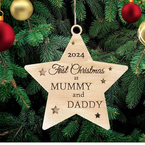 Erstes Weihnachten als Mama und Papa Weihnachtsdeko aus Holz Weihnachtsbaum Deko Weihnachtsdekoration Ornament Weihnachtsbaumschmuck Holz Christbaumschmuck Mit Hanfseil