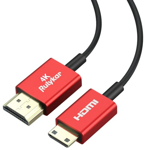 Rulykar Short 4K Mini HDMI to HDMI 2.1 Cable 1.5ft/0.5m,Ultra High Speed 48Gbps Thin HDMI Cord Φ2.5mm,4K@120Hz Compatible with Camera,Camcorder, Tablet Graphics/Video Card, Laptop, and More