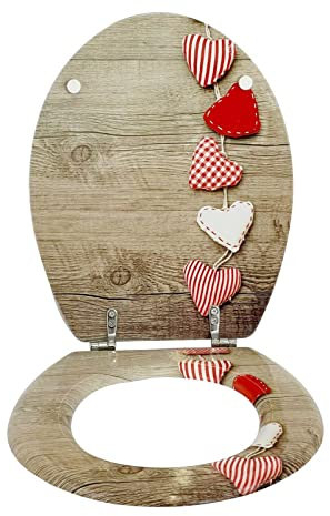 Novelty 3D Designs Toilet Seat MDF Wooden WC Loo Toilet Seat 18 with Strong Metal Hinges (Hearts Design)
