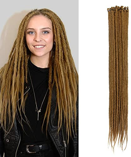 20 Zoll 20 Stränge/Pack Synthetische Dreadlocks Verlängerungen Dünne 0,6cm Gehäkelte Geflochtene Haare Weiche Dreads Einseitige Dreadlocks Reggae Hip-Hop Hippie Stil, Hellbraun