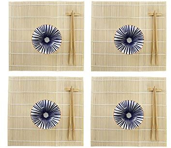 DKD Home Decor Set de Sushi 14,5 x 14,5 x 31 cm Azul Blanco Gres Oriental (16 Piezas) - Marca EAN: 8424001940608
