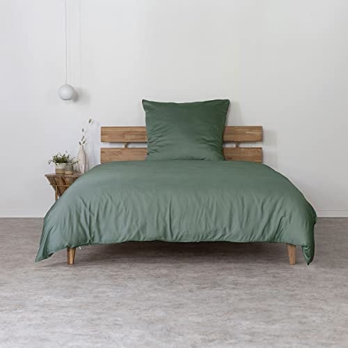 AGA.PIE Bambus Lyocell Bettwäsche-Set 155x220 + 80x80 cm - Dunkel-Grün, 100% Bio Oeko-Tex 100, für Allergiker, Antibakteriell, Ganzjahres-Bettwäsche, Atmungsaktiv, Geruchshemmend, Besonders sanft