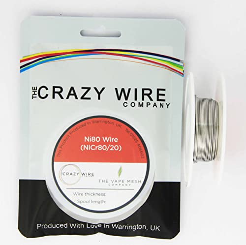Nichrome Ni80 Resistance Wire - 100ft Spool, 20G-38G Gauges, UK Made (20 AWG - 2.16 Ωm)
