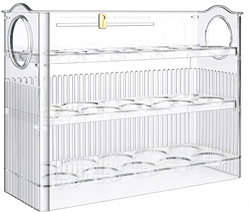 Hueveras de Frigorifico para 30 Huevos, Organizador de Puerta de Nevera de Huevos Apilable, Contenedor Almacenamiento Plástico de Huevos, Caja Cesta de Huevos Organizador Desplazamiento Automático