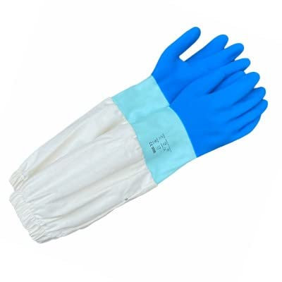 Imkerhandschuhe Gummi & Baumwolle blau - BeeFun®: M
