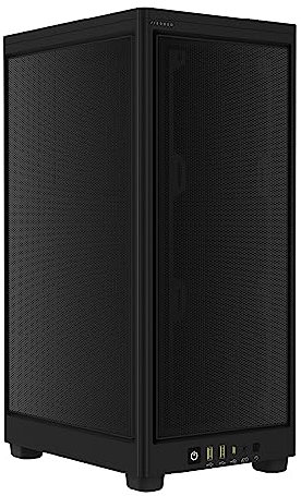 Corsair 2000D Airflow PC-Gehäuse Mini ITX – Format Mini ITX – Platten aus Netzstahl – DREI GPU-Steckplätze – optimiert für die Kühlung – Moderne EIN-/Ausgänge an der Vorderseite – Schwarz