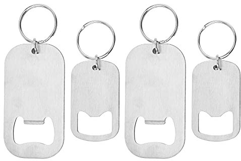 Lot de 4 décapsuleurs plats en acier inoxydable avec porte-clés pour bière, champagne, soda