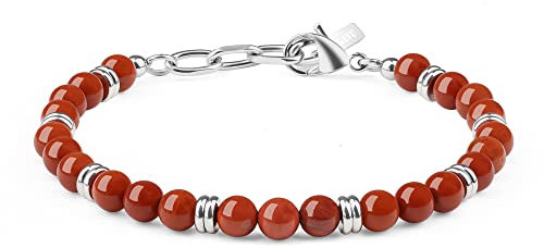 GAVU Geschenke Einfaches Kristall Armband Perlenarmband aus Rotem Jaspis Größe S