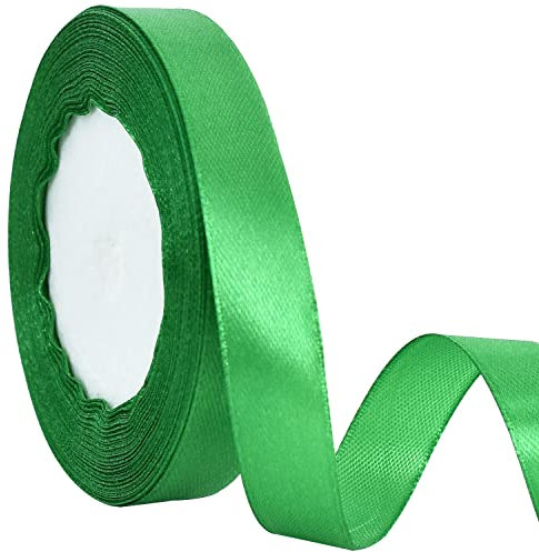 TONIFUL Ruban de satin vert 15 mm x 22 m pour mariage, voiture, découpe de cérémonie, inauguration, attache de chaise, cheveux, couture, artisanat, emballage cadeau, décoration de fête de mariage