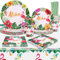 Amycute Stoviglie per Feste Hawaiano, Forniture per Feste Hawaii Piatti Carta Tovaglioli Bicchieri di Carta per Compleanno, Tropical Party, Festa Hawaiana (Tema 1)
