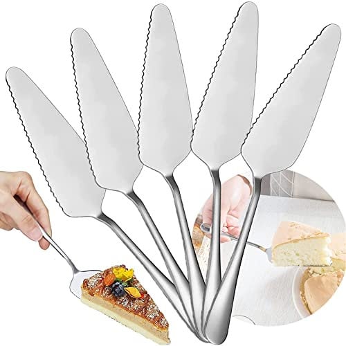 5 Piezas Pala Para Servir Tartas, Servidor de Pastel de Acero Inoxidable, Servidor de Pastel Dentado de Acero Inoxidable, Servidor de Pizza, Pala para Tartas para Cocina, Fiestas Diarias, Bodas