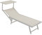 Baroni Home Lettino Prendisole con Struttura in Alluminio e Tetto Parasole, Comodo e Resistente lettino da giardino, Spiaggia, Piscina Rivestito in Textilene, 60x190x35 (Bianco, 1)