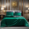 Gezu Housse de Couette Satin 220x240cm Vert Foncé Gris Foncé Unie Double Face Parure de Lit Soie Lisse Soyeux Brillant Doux Sets de 2 Personnes avec 2 Taies d'oreiller 65x65cm avec Fermeture Éclair