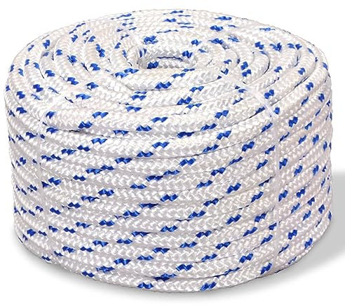 ZEYUAN Bootsseil Polypropylen, Festmacherleine, Tauwerk Für Boote, Kletterseil, Baumklettern Ausrüstung, Allzweckseil, Camping Seil, 10 mm 50 m Weiß