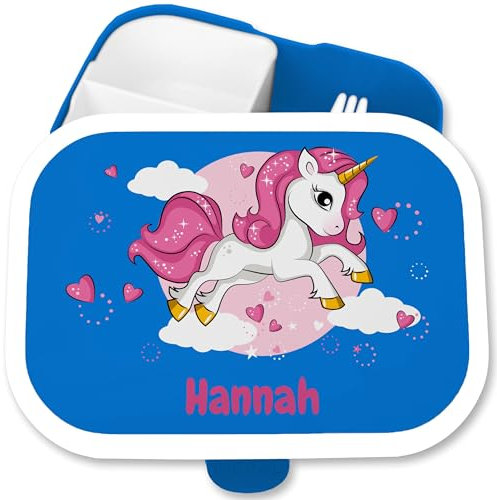 Brotdose Kinder Campus für Mepal - Einhörner - Brotbox Einhorn Lunchbox Unicorn I - 750 ml - Blau - einschulung geschenke mädchen kinderbrotdosen kindergarten einhörnern pink brotzeitbox schule