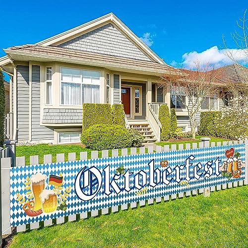 Oktoberfest Deko, Oktoberfest Banner Oktoberfest Dekoration Girlande zum Aufhängen, Bayrische Deko Bayern Deko Oktoberfest Party Blau Weiße für Indoor Outdoor Bierzelten Garten, 50 x 300cm