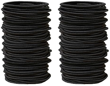 100 PCS Black Hair Ties - Ponytail Holders & Elastic Hair Bands for Women, Men & Children (2mm)