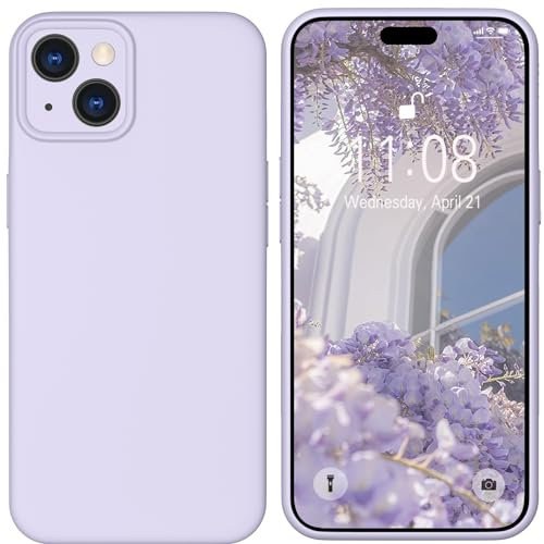 HGH Flüssig Silikon Hülle für iPhone 15, Handyhülle für iPhone 15 Hülle Dünn, 3-Schicht-Struktur FallSchutz Case mit Weiches Mikrofaser Futter Matt Hülle für iPhone 15 6.1 Flieder