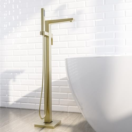 Brushed Brass Freestanding Bath Shower Mixer Tap - Zana