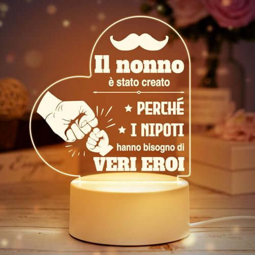 Vetbuosa Regalo Nonno Compleanno, Festa del Papa Idee Regalo, Luce Notturna in Acrilico Regali per Nonno da Nipote Nipoti, Regali Anniversario, Uomo Natale 2025 Offerte