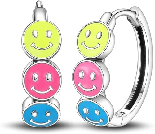 QIKAOLA 925 Sterling Silber Ohrringe für Frauen bunte kleine Hoop Huggie Ohrringe
