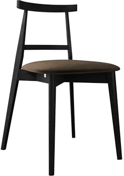 Mirjan24 Esszimmerstuhl Hazren, B:48 x H:75 x T:54 cm, Stuhl aus Buchenholz für Esszimmer, 2 mal lackiert, Lack auf Wasserbasis, Gepolsterte Sitzfläche, Küchenstuhl (Schwarz/Magic Velvet 2205)