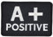 Blutgruppe A + Positive Aufnäher zum aufbügeln oder aufnähen Bügelbild Aufbügler für Kleidung gestickter Bügelpatch Applikation Biker Patch Größe 7,4 x 5,1 cm
