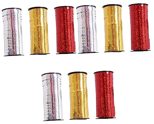 FRCOLOR 9rollen Glänzendes Ballonband Metallic Curling Ribbon Silber Und Rot Yards Pro Rolle Für Hochzeiten Und Partys