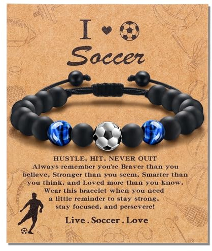 Alissl Fußball-Armband, Geschenk für Teenager, Jungen, Tigerauge-Armband bringt Gesundheit, Sicherheit und Glück. Tolles Geschenk für Sohn, Enkel, Jungen zum Geburtstag, Weihnachten, Abschluss,