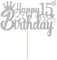 Tortendeko 15 Geburtstag Junge Mädchen, Silber Glitzer 15. Kuchendeko Geburtstag, Happy 15. Geburtstagstorte Topper, Kuchen Topper 15 Junge, Happy 15th Birthday Cake Topper(Silber)