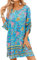 Zeagoo Women Summer Dresses 3/4 Sleeve Baggy Printed Casual Midi Dresses Sundress Tunic Dress XXL Blue